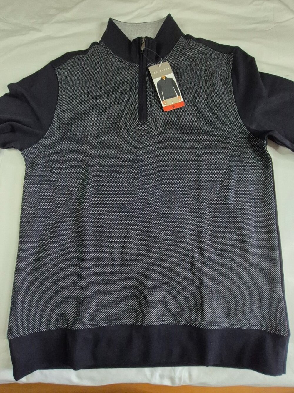 Ted Baker Men's Textured 1/4 Quarter Zip Pullover Sweater, Size M, Blue, NWT